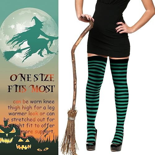 Miniatura 3 de SATINIOR 3 pares de medias altas extra largas a rayas por encima de la rodilla para mujer, disfraz de Halloween
