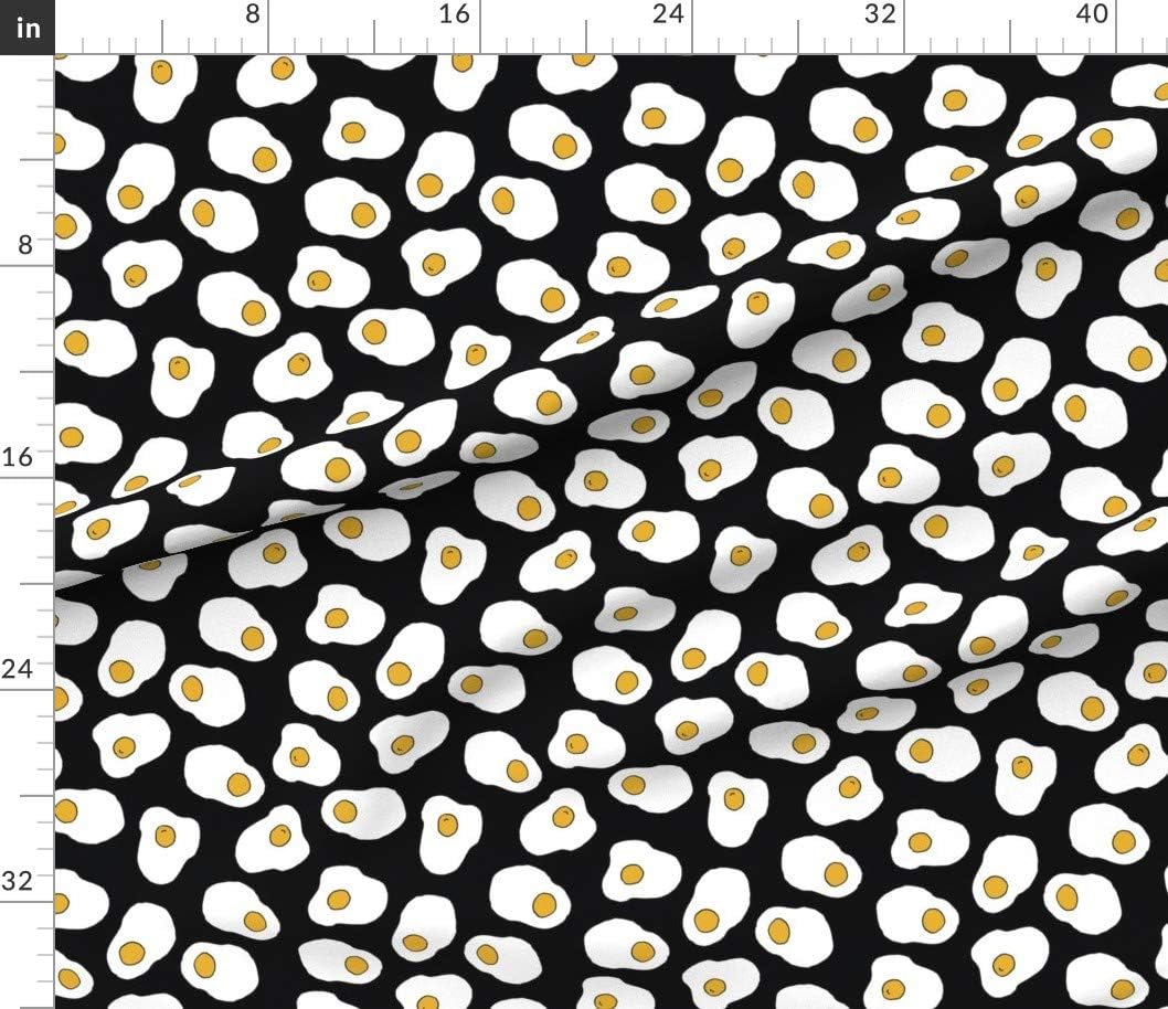 Spoonflower Fabric - Eggs Black White Food Print Breakfast Kitchen Novelty Egg Printed on Petal Signature Cotton Fabric Fat Quarter - Sewing Quilting Apparel Crafts Decor