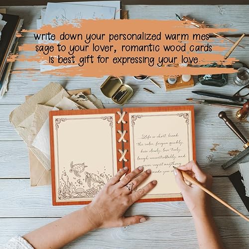 Miniatura 4 de WADORN Tarjeta de madera de tortuga marina, tarjetas conmemorativas de madera de 5.9 x 7.8 pulgadas, tarjeta de felicitación de animales, regalo