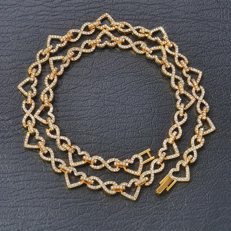 HELLOICE 20inches Iced Out Infinity Heart Chain Full CZ Infinity Heart Chain for Women and Men3