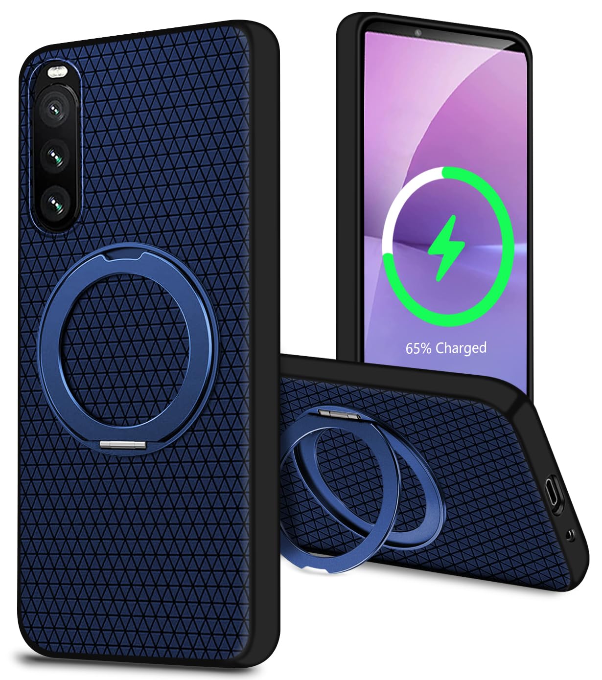 対応 Xperia 10V SO-52D SOG11 ケース 360°回転スタンド 耐衝撃 全面保護 TPU