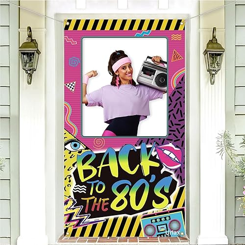 Accesorios de cabina de fotos de los años 80, decoraciones de fiesta retro coloridas de los años 80, hip hop, disco rock, tema de cumpleaños, marco