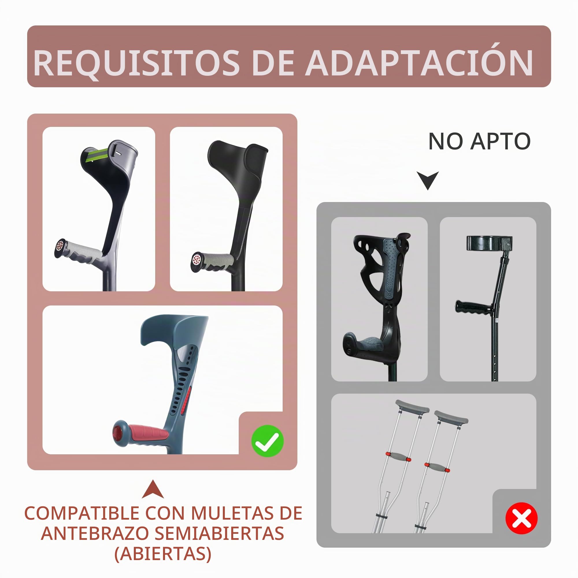 SPRING SEAON Juego de 4 almohadillas de agarre para muletas | Acolchado suave, para puños abiertos, fundas de agarre antideslizantes, correas de ajustables, transpirables y lavables