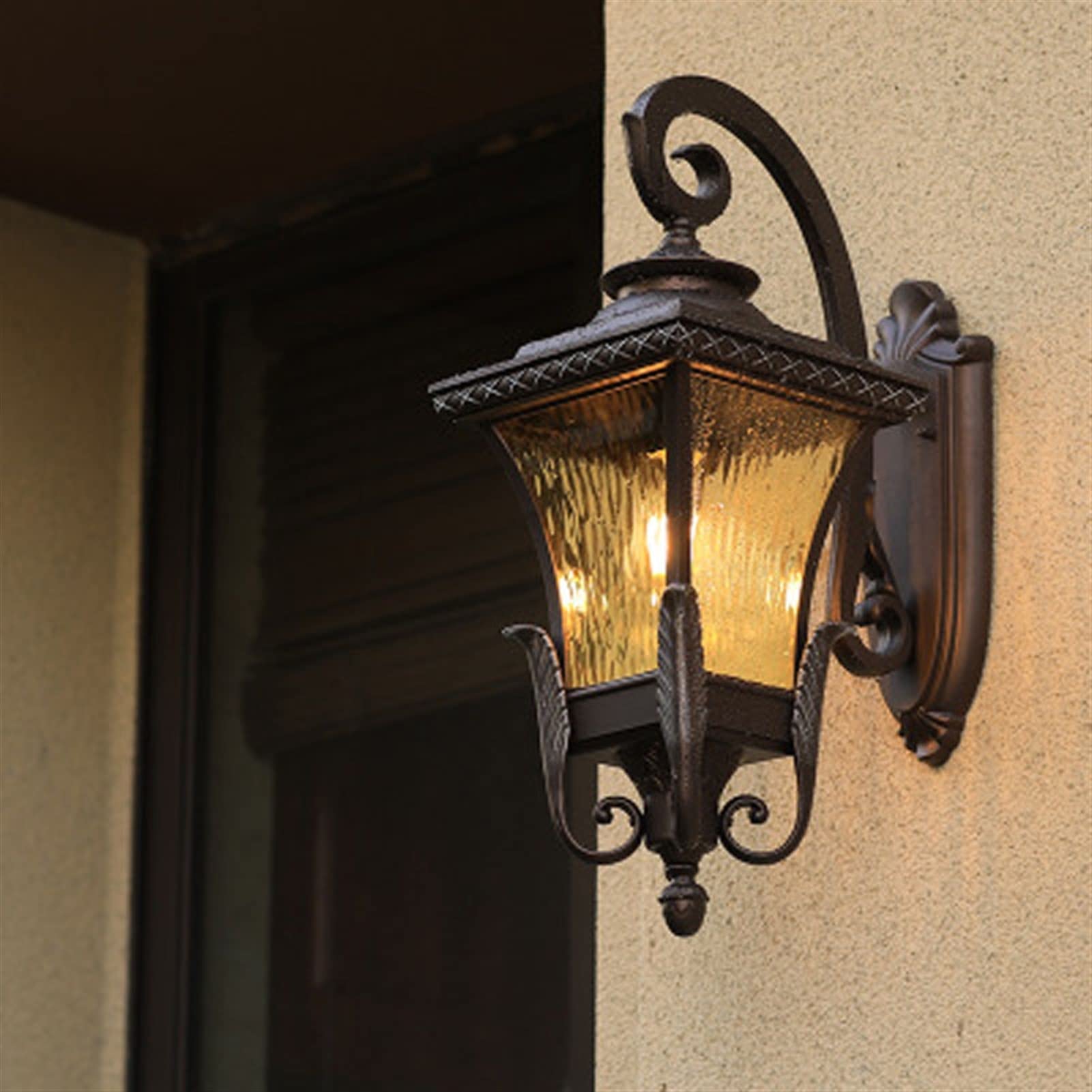 OZBMA Outdoor Waterproof Household Balcony Villa Corridor European Style Retro Courtyard Gate Garden Wall Lamp,Indoor Lighting