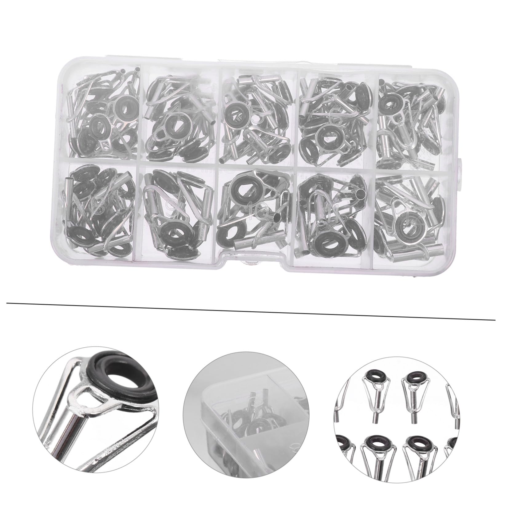 SUPVOX 160 Pezzi Canna da Pesca in Mare Asta Leggermente Anello di Guida Kit di Riparazione Canna da Pesca Guide per Canna da Pesca Asta di Guida di Ricambio Occhiello Kit di Riparazione
