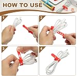 Uxcell 20Pcs Câblodistribution en silicone, 3 Corde en caoutchouc réutilisable trou Attache élastique réglable avec boucle de verrouillage, cordon multi-usage pour les fils de voyage de bureau à domicile, blanc