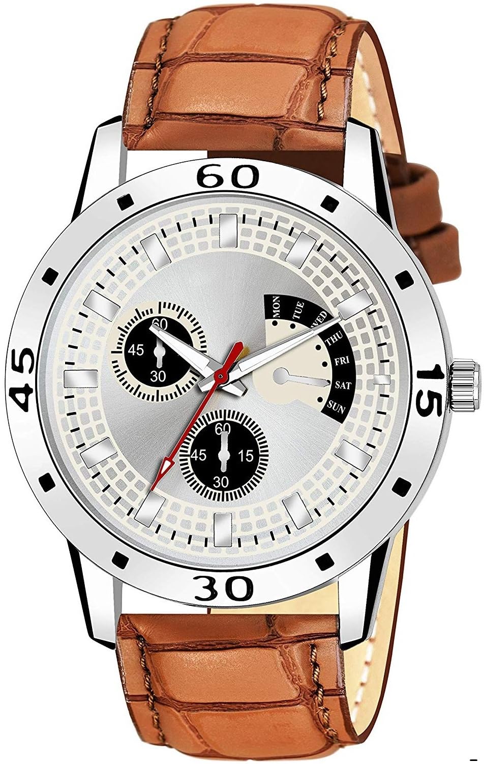 GIFFEMANS Men_141 Brown Leather Belt Round DIAL Analog Quartz Watch for Men (B0CLF4S5GH) Amazon Price History, Amazon Price Tracker