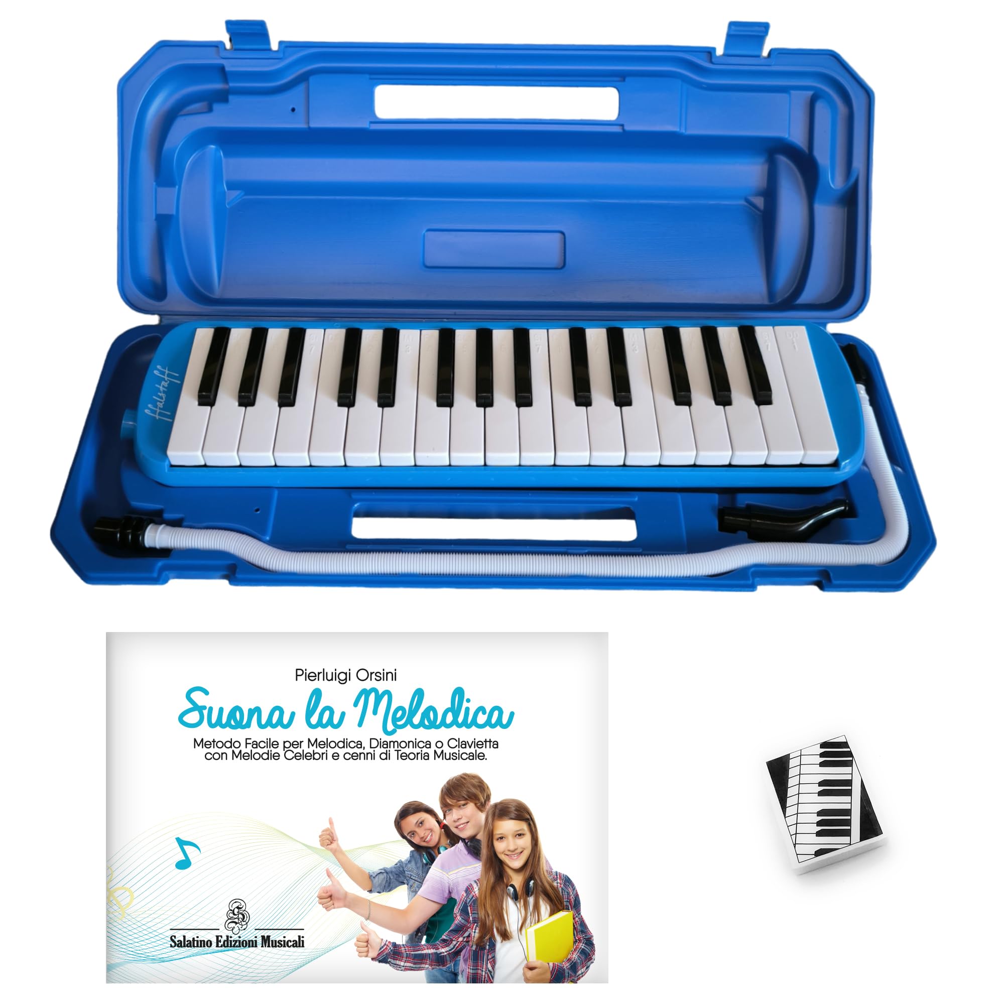 Melodica 32 tasti Blu in ABS con Libro "Suona la Melodica" e gomma in Omaggio (5 Kit)