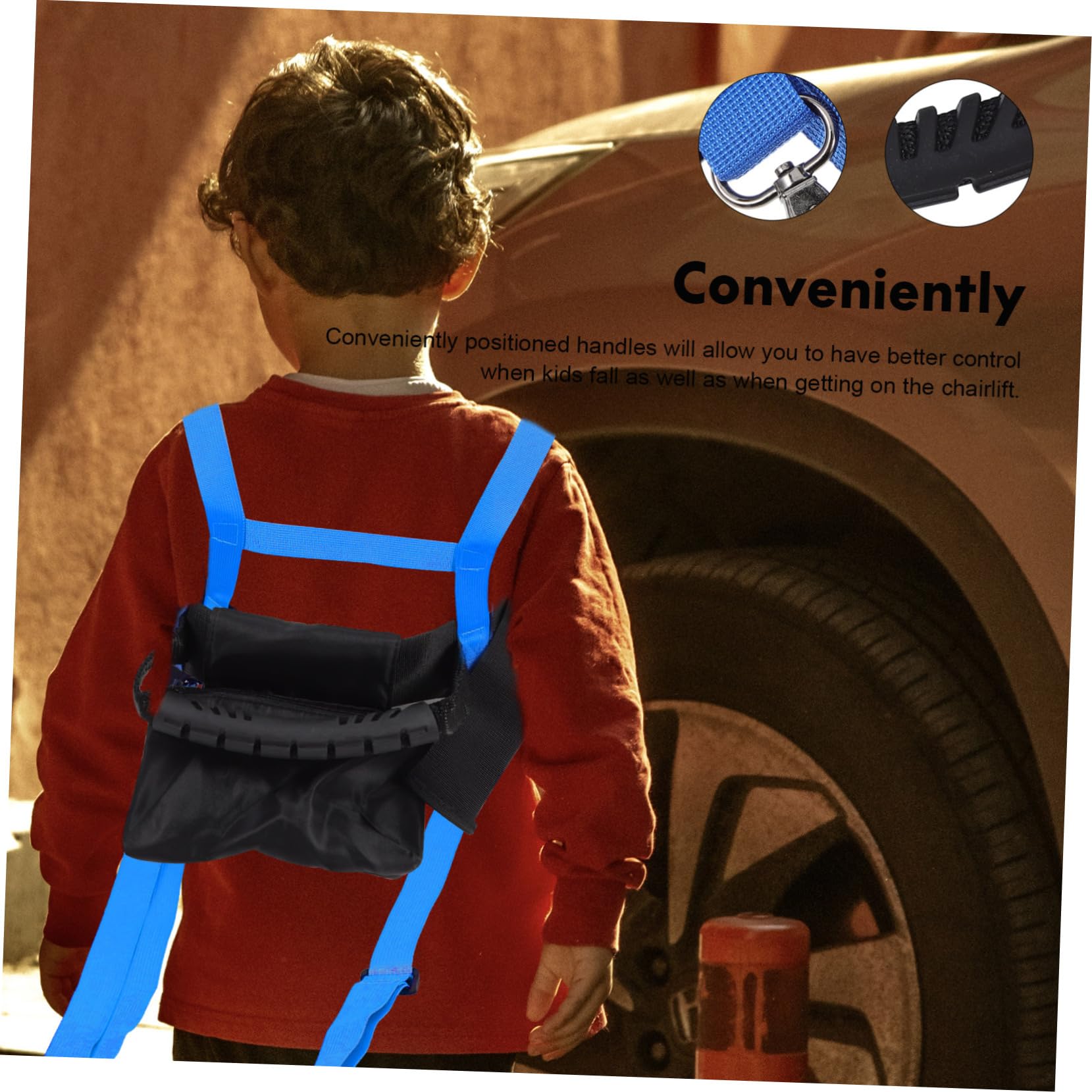 Harnais de Ski Garçon et Filles Bleu en Nylon Polyester pour Entraînement