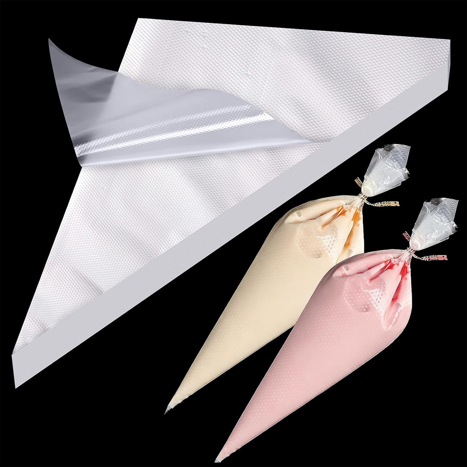 100PCS 16 Inch Medium Disposable Piping Bags, Transparent Tear-Resistant Piping Bags for Cake Cupcake Dessert Decoration, Easy Grip for Pros & Beginners