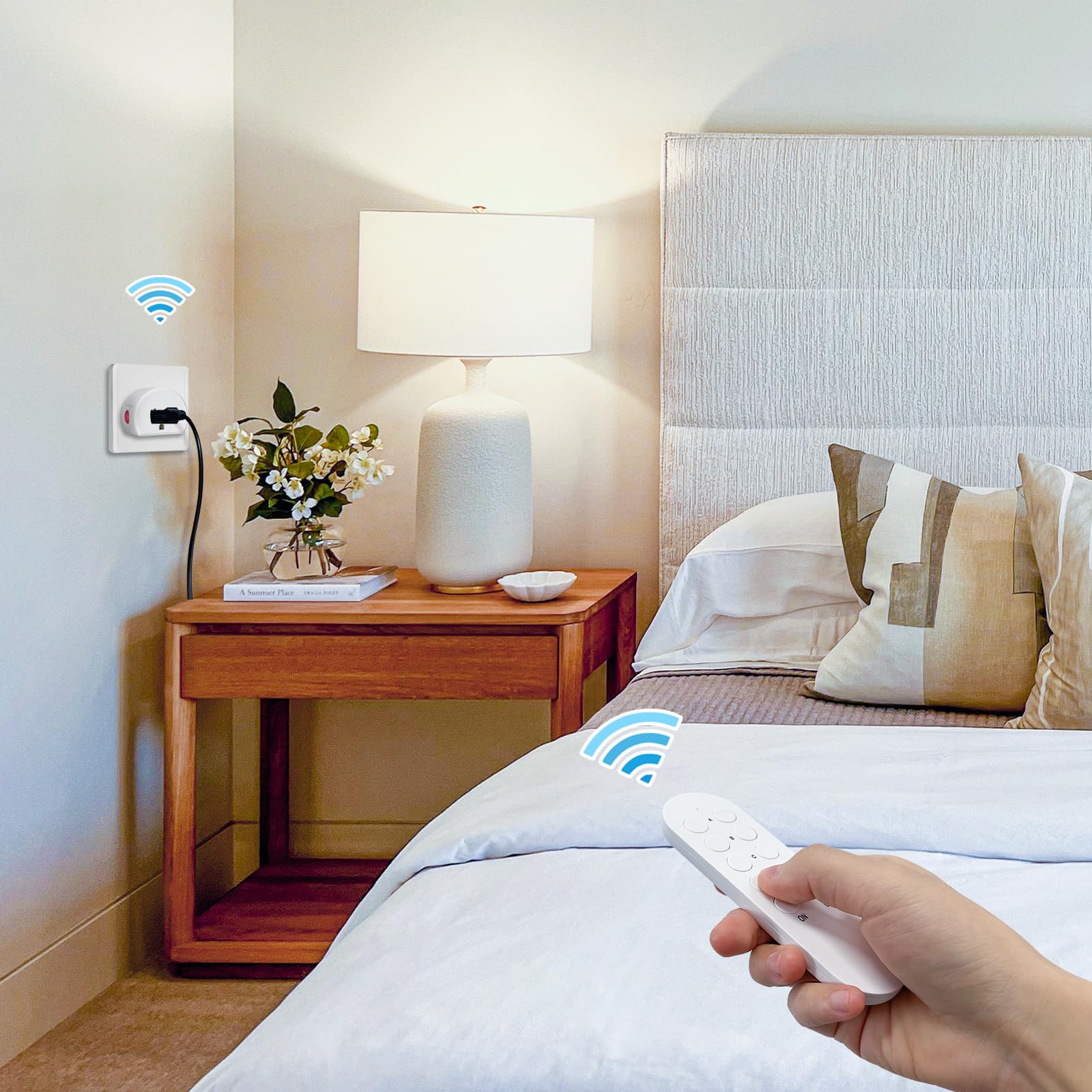 SURNICE Remote Control Outlet 10A Wireless Light Switch for Household Appliances 130 FT Range Smart Plug with Remote — view 4