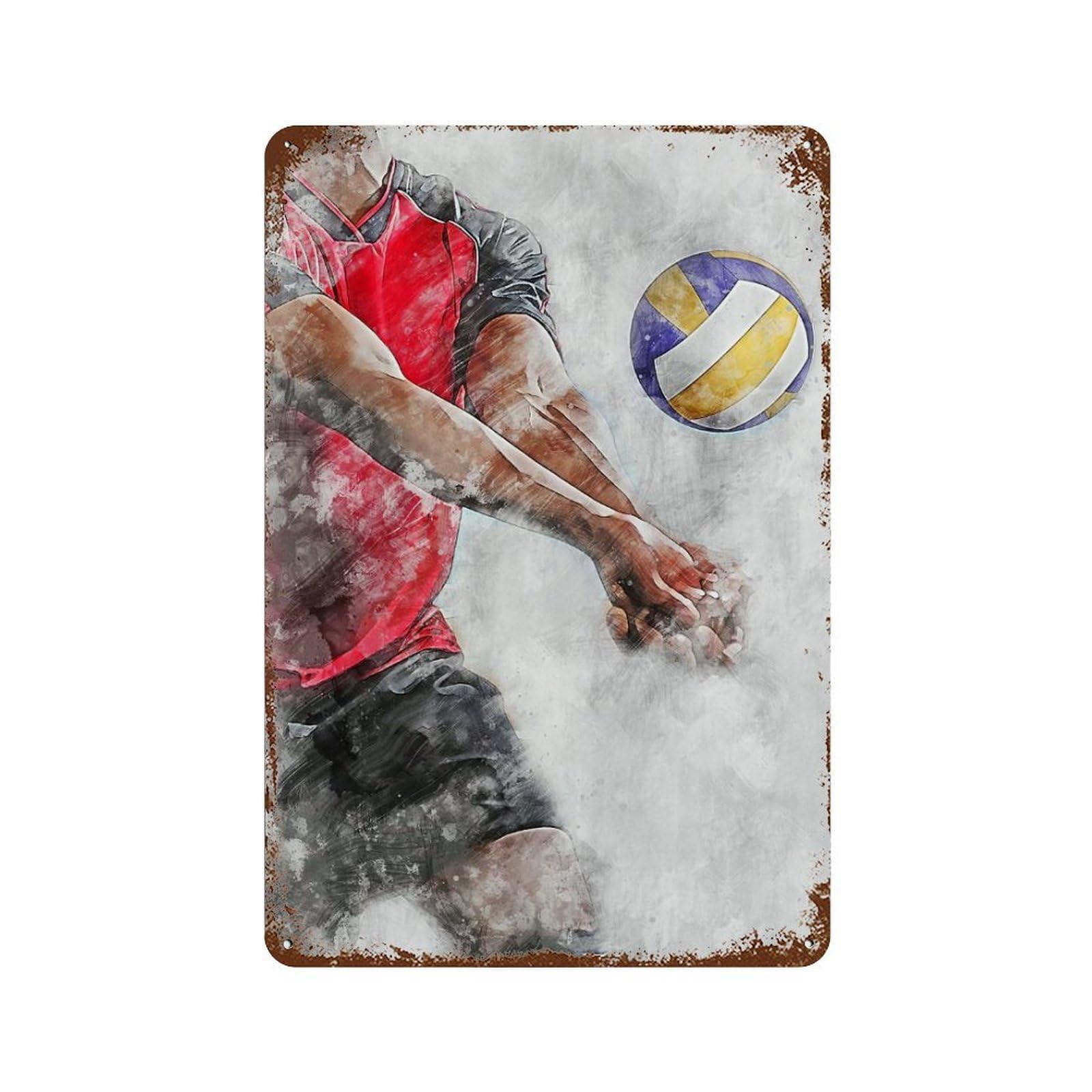 Volleyball 5 11.8"x7.9" Vintage Rust Metal Sign, Novelty Wall Decor for Living Room, Hallway And Home Decor