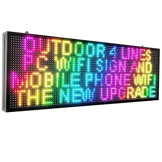 CX P10 LED Sign with WiFi - Outdoor Full Color Programmable LED Signs 39"x 14" with High Resolution Programmable Scrolling LED Display and High Brightness LED Advertising Sign Board