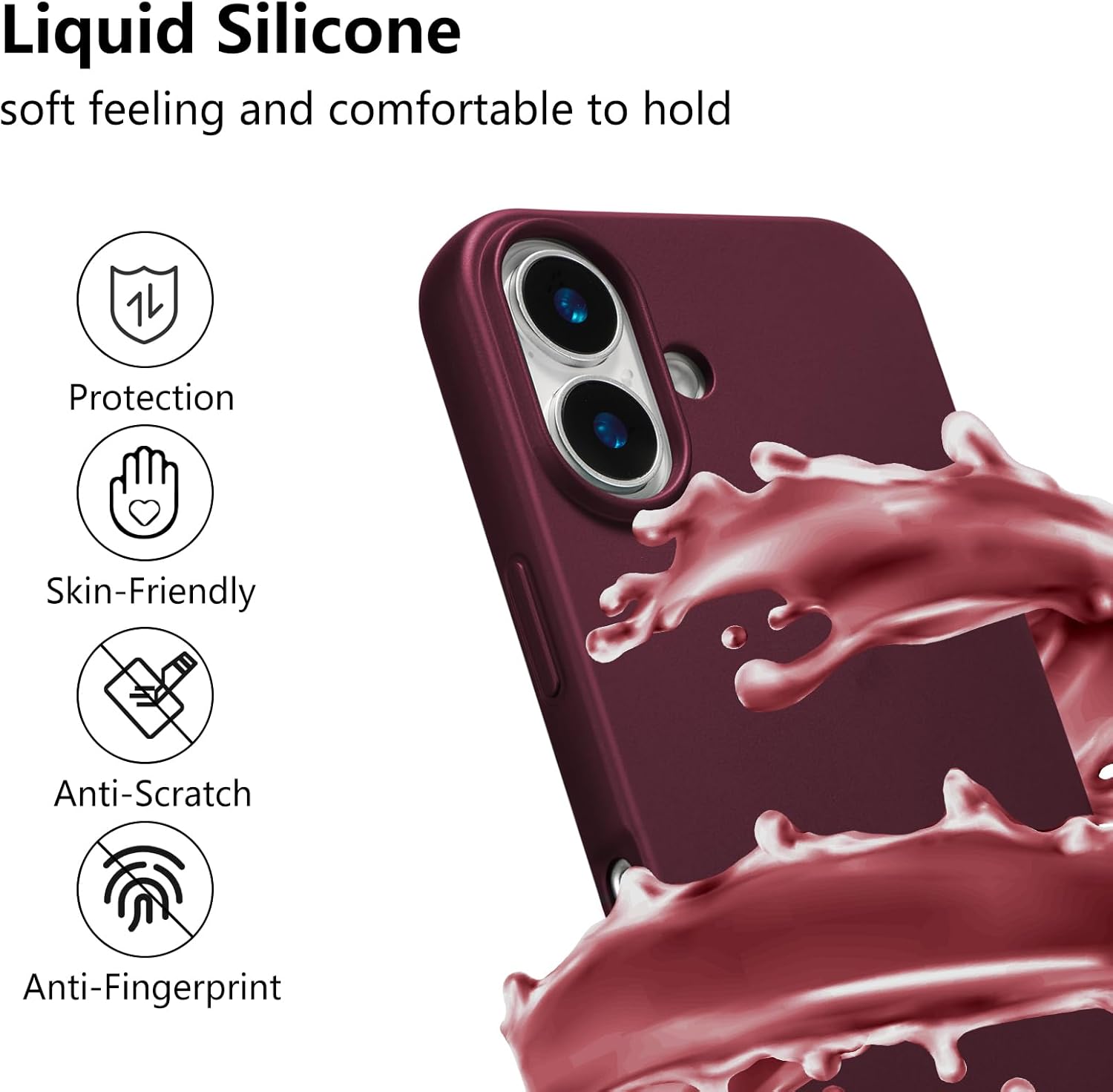 ZTOFERA for iPhone 16 Case with Strap,Crossbody Phone Case with Adjustable Neck Shoulder Lanyard,Soft Silicone Shockproof Protective Phone Case for iPhone 16 6.1 inch-Wine Red - Image 2