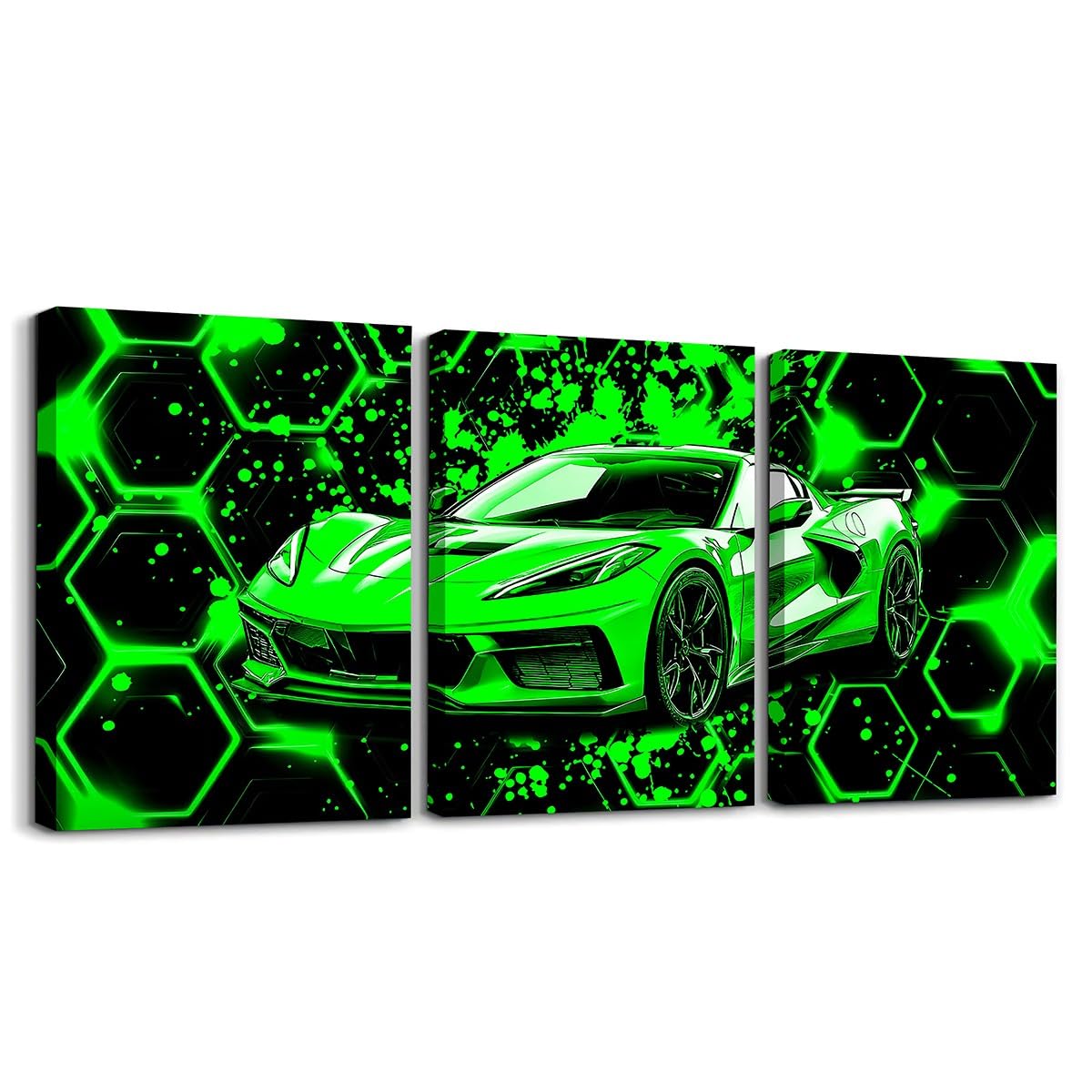 Feelyou Kids Boys Race Car Canvas Wall Art for Living Room Racing Car Wall Decor for Bedroom Bathroom Wall Decor Sport Car Paintings Speed Car