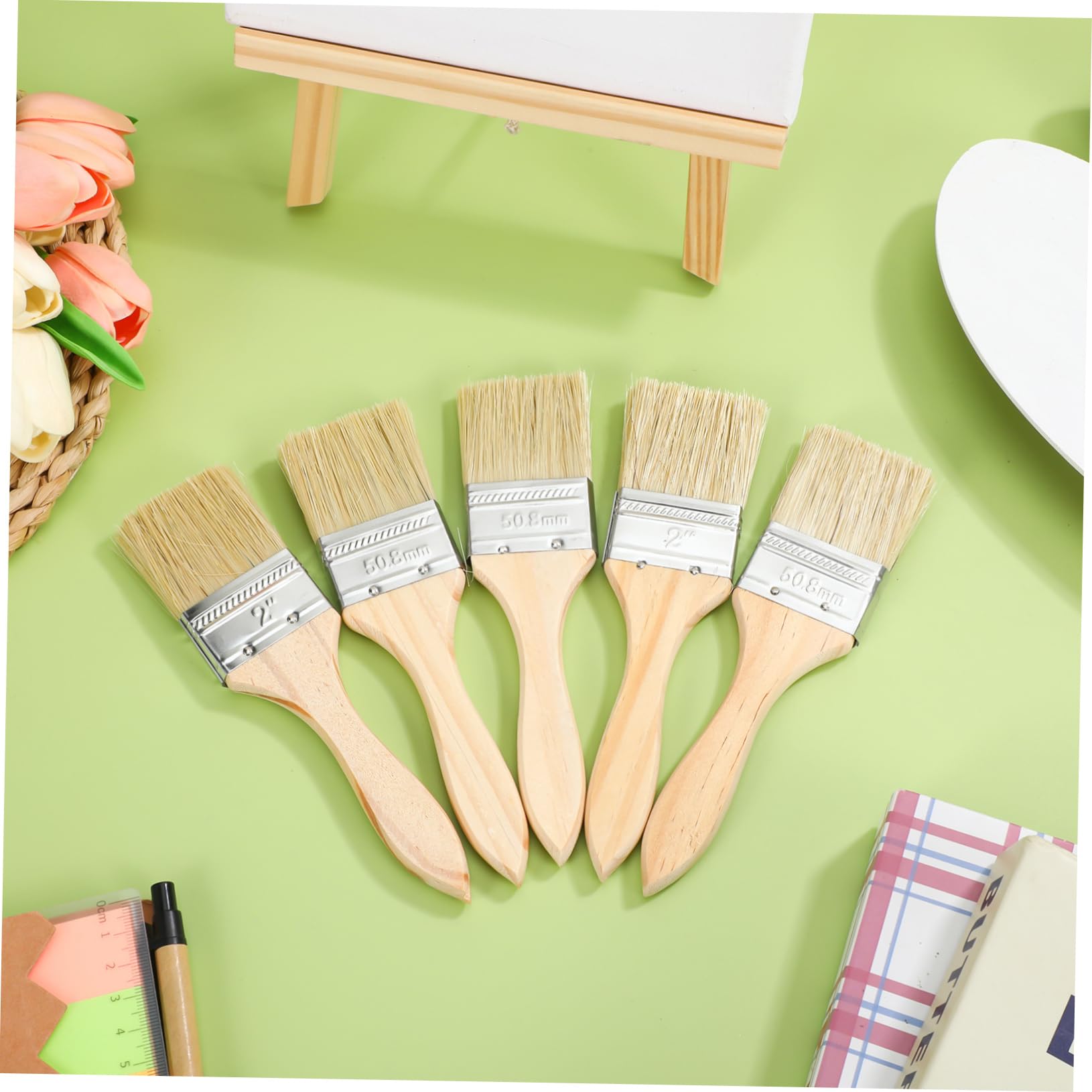 VILLCASE 30pezzi Pennelli Con Manico in Legno Per Pittura Pennello Piatto Per Vernice Su e Recinzioni Compatibile Con Diverse Pitture e Finiture