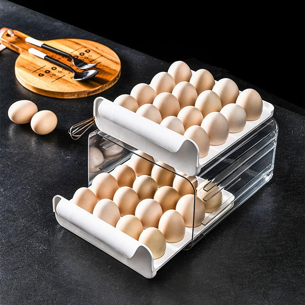 Holders For Refrigerator Tray Storage Box Dispenser Stackable Cartons Holder Countertop Double-layers