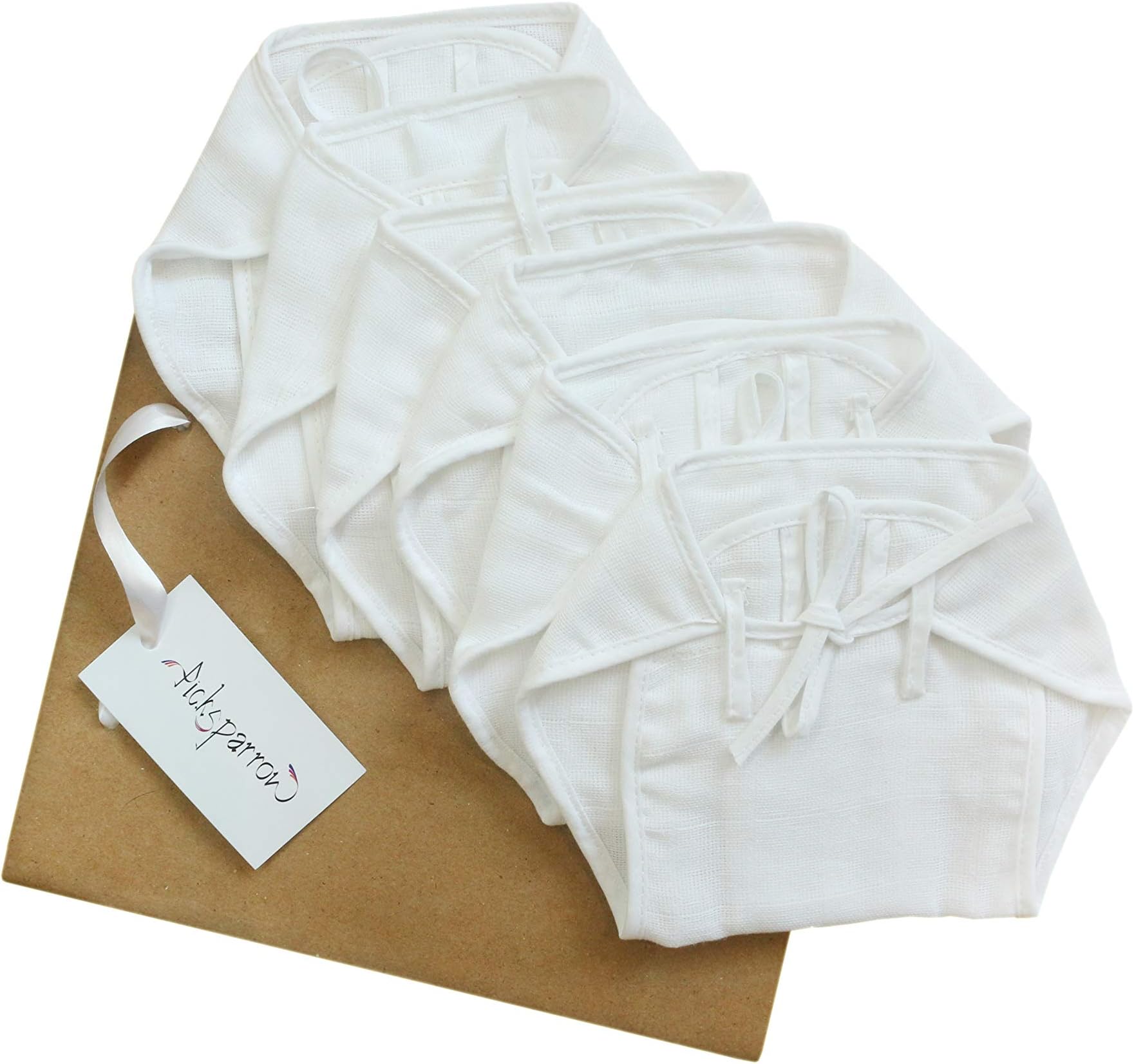 PICKSPARROW Pure Cotton Newborn Baby Clothes/Muslin Nappy/Langot (Pack of 6, Solid White)