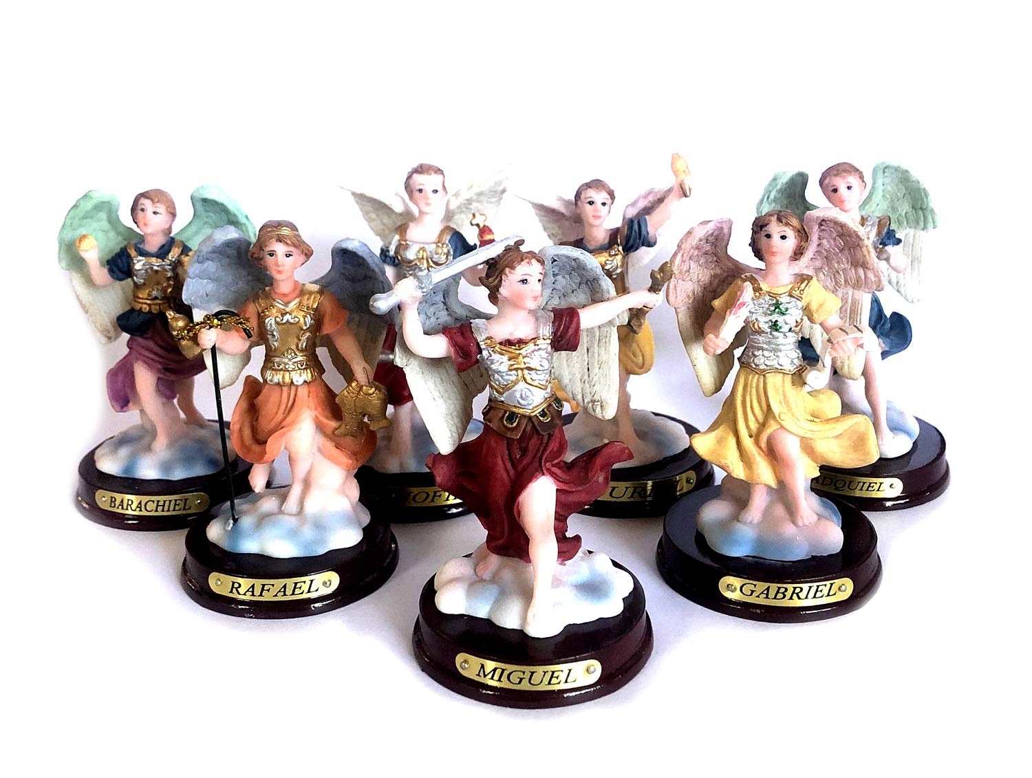 Gigi's Classy Kids 7 Archangels Religious Statues Figurine 3 Inch Siete Arcangeles Complete Full Set