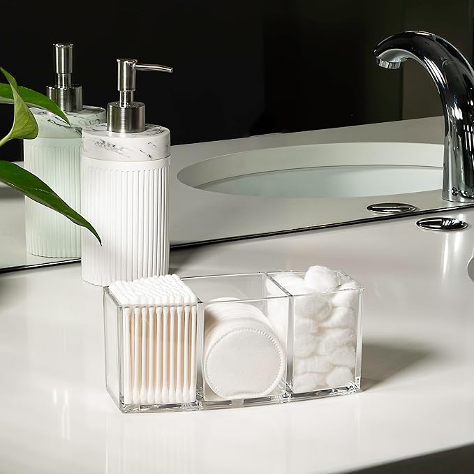 Organizador de Acrílico Transparente de 3 Secciones para Baño y Cosméticos miniatura 2