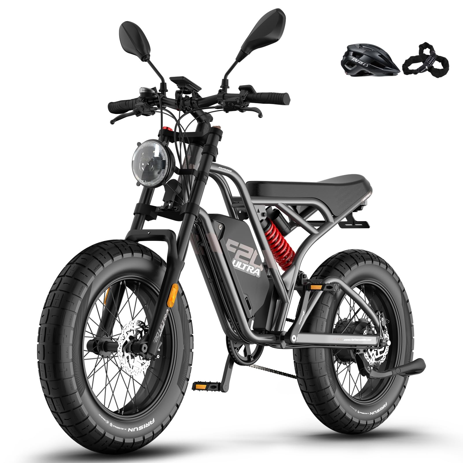 Fafrees F20 Ultra E Bike Elektrofahrrad 48V 25Ah Akku, 250W 25km/h City E-Bike 20 * 5.0 Zoll Dicke Reifen, Fatbike für Damen und Herren, Reichweite 140-200km (Grau, hydraulische Bremsen) Sport