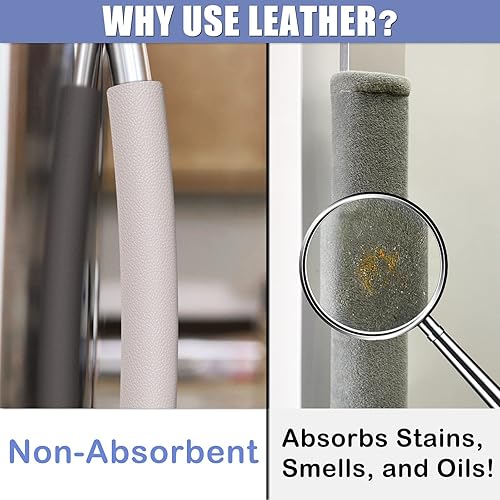 Vista 11 de Fundas para manijas de puerta de refrigerador, 5 unidades, fundas de cuero para manijas de electrodomésticos de cocina, mantienen tu refrigerador