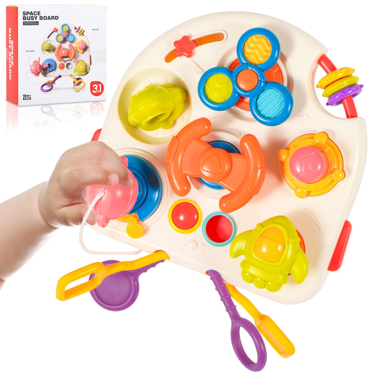 Arrytoy Toys for 1 Year Old Boys Girls, Montessori Sensory Space Busy Board Toys for 2 Year Old Boys Girls, Educational Toy for 1 2 Year Old Girl Boy