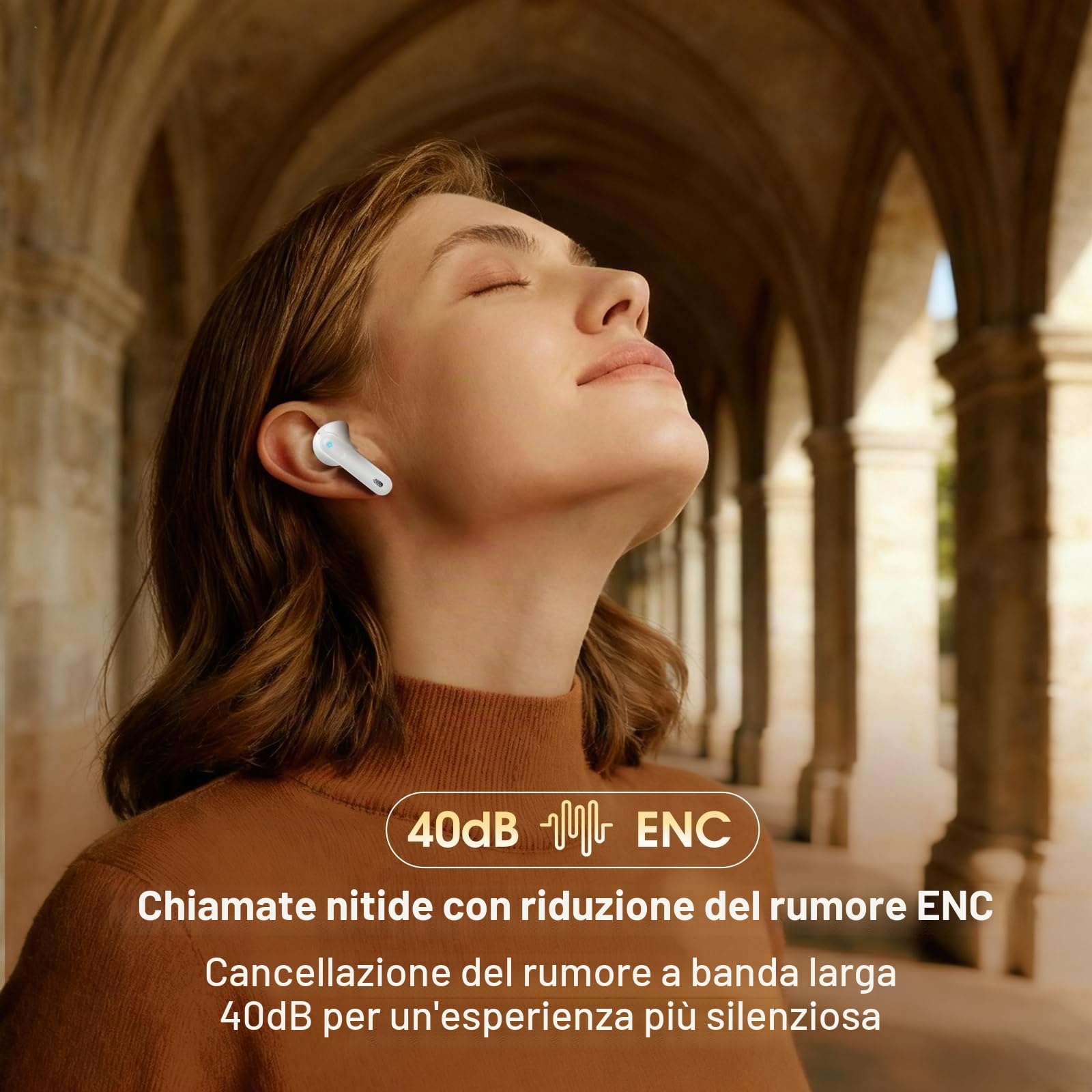 2026 Cuffie Bluetooth 5.4, Auricolari Bluetooth 45Ore, Cuffie Wireless In Ear HiFi Stereo cor LED Display, Cuffie Senza Fili Cancellazione Rumore, Cuffiette Sport IP7 Impermeabili, Headphones Bianco