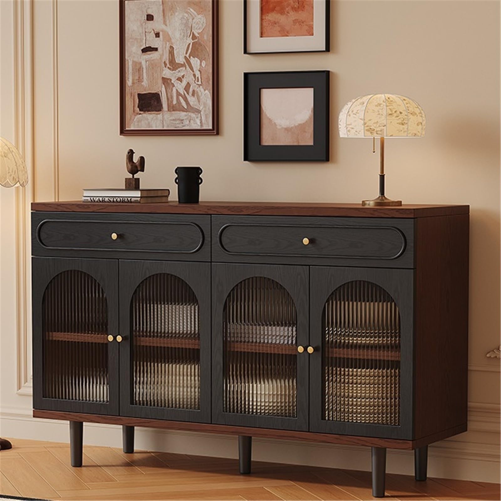 Mueble aparador Aparador pequeño Retro de Cristal for el hogar, salón, almacenaje Multifuncional, Ideal for té o como Espacio Almacenamiento en la Pared. 80 cm Mesa de Centro Consola