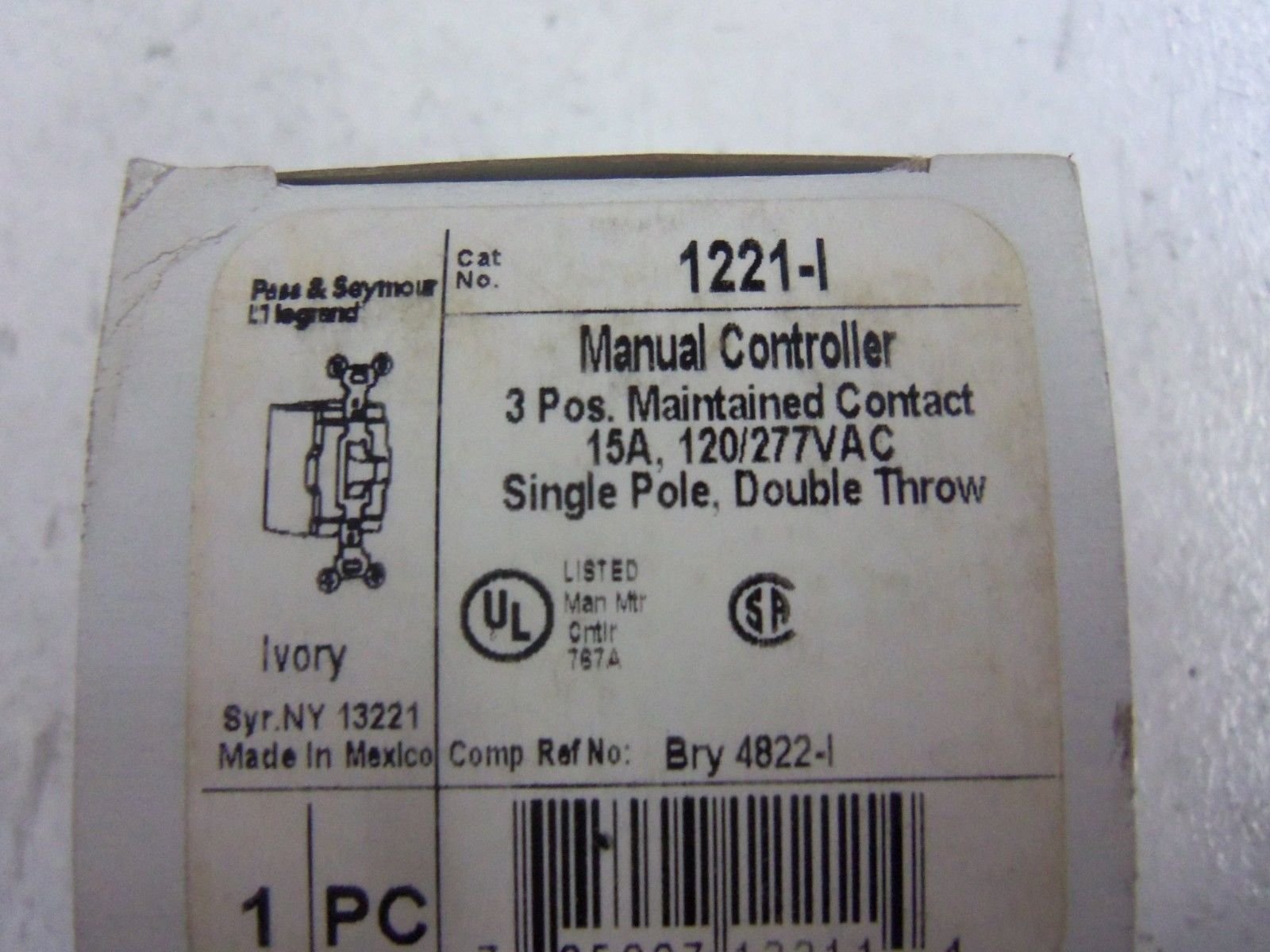 Legrand-Pass & Seymour 1221I 1221-I Spdt 15A Iv Maincont SW