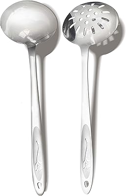 Sponsored Ad - KISEER Soup Ladle, Stainless Steel Sauce Ladle for Home Kitchen or Restaurant, 11 Inch, Set of 2 - Ladle/St...