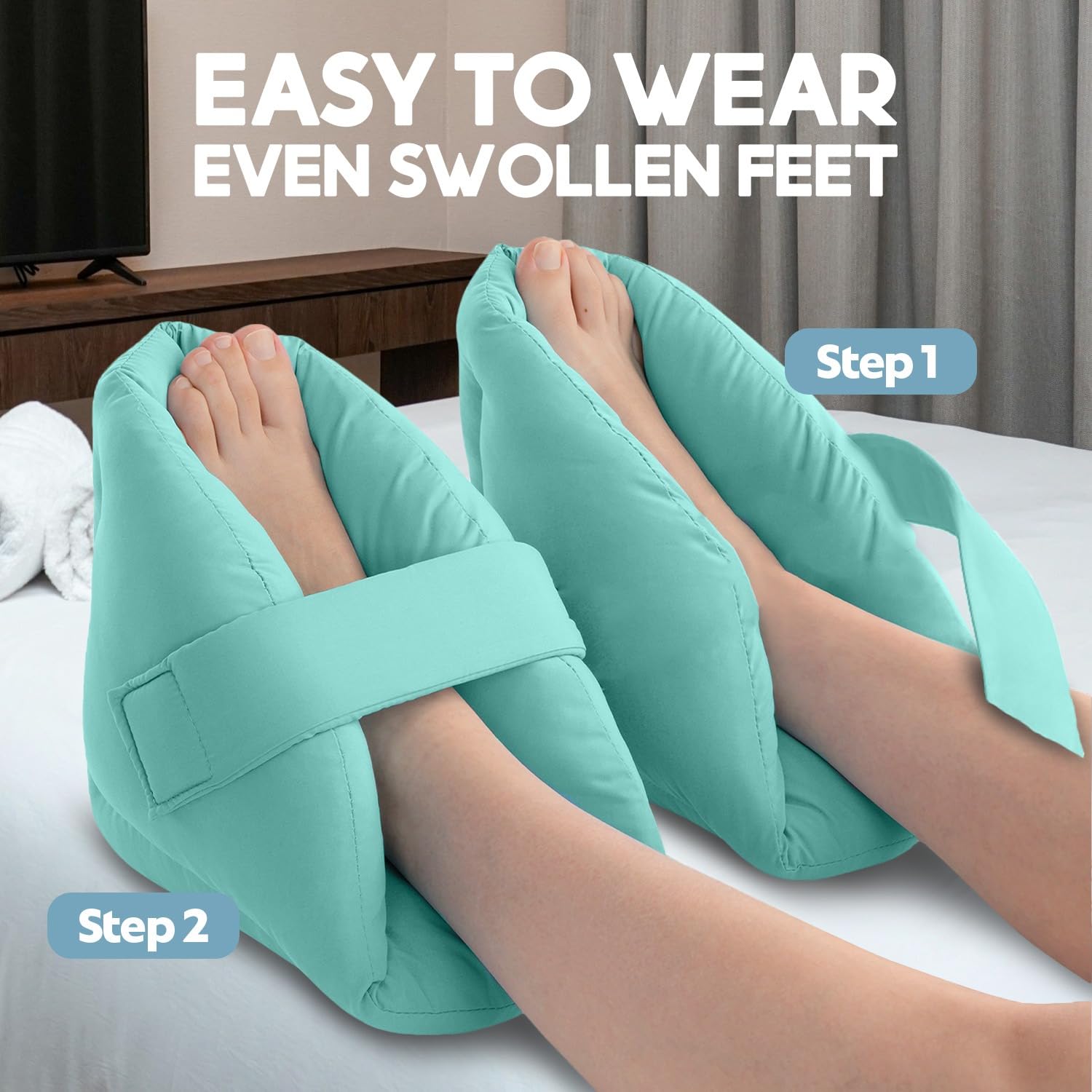 NYOrtho - Protectores de talón para cojines, 1 par de almohadas ultra acolchadas, gruesas, suaves, antimicrobianas, lavables, Universal Bariatric, Terciopelo ultrasuave, 1