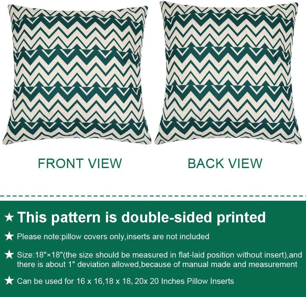 Decorative Throw Pillow Covers 18 x 18 Inch Double Side Design, ZUEXT Set of 6 Cotton Linen Indoor Outdoor Pillow Case Cushion Cover for Car Sofa Home Decor (Solid Dark Navy Teal Beige, Mix and Match)