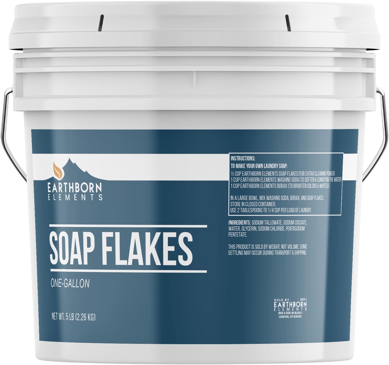 Soap Flakes, Homemade Laundry Detergent, Tallow-Based, Unscented (1 Gallon)