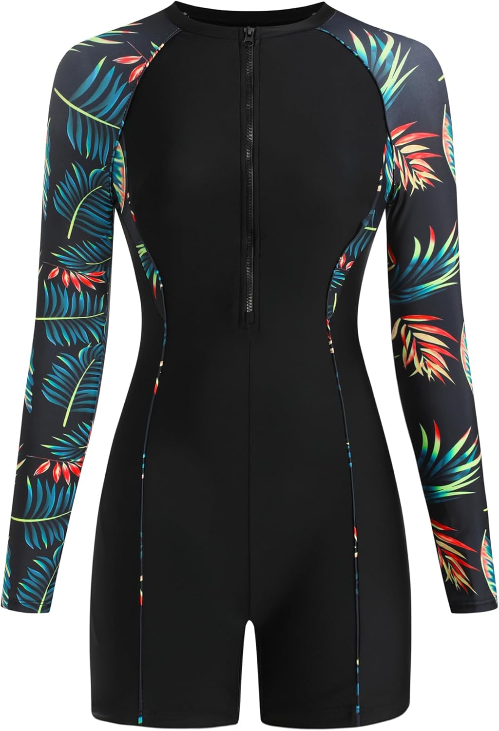 ZAFUL Women Long Sleeve One Piece Rash Guard Boyleg Zipper Bathing Suits Surfing Swimwear