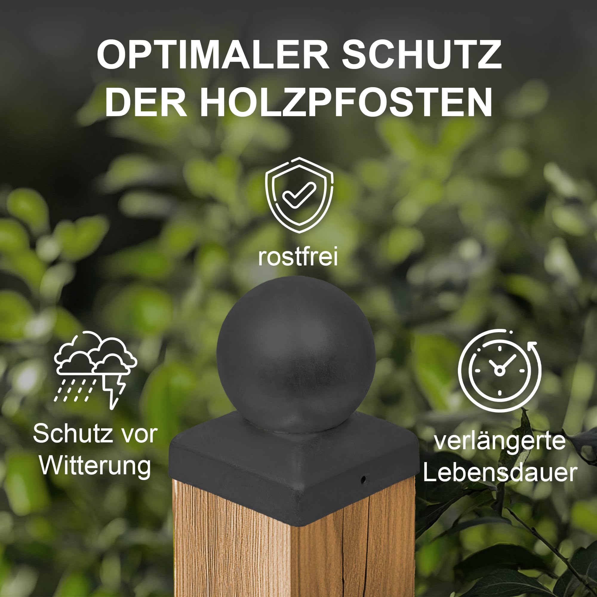 h2i Lot de 10 capuchons de poteau en acier noir revêtu par pulvérisation - 71 x 71 mm - Capuchon pour poteaux en bois de jardin - Support de poteau et poteaux de clôture en forme de pyramide -