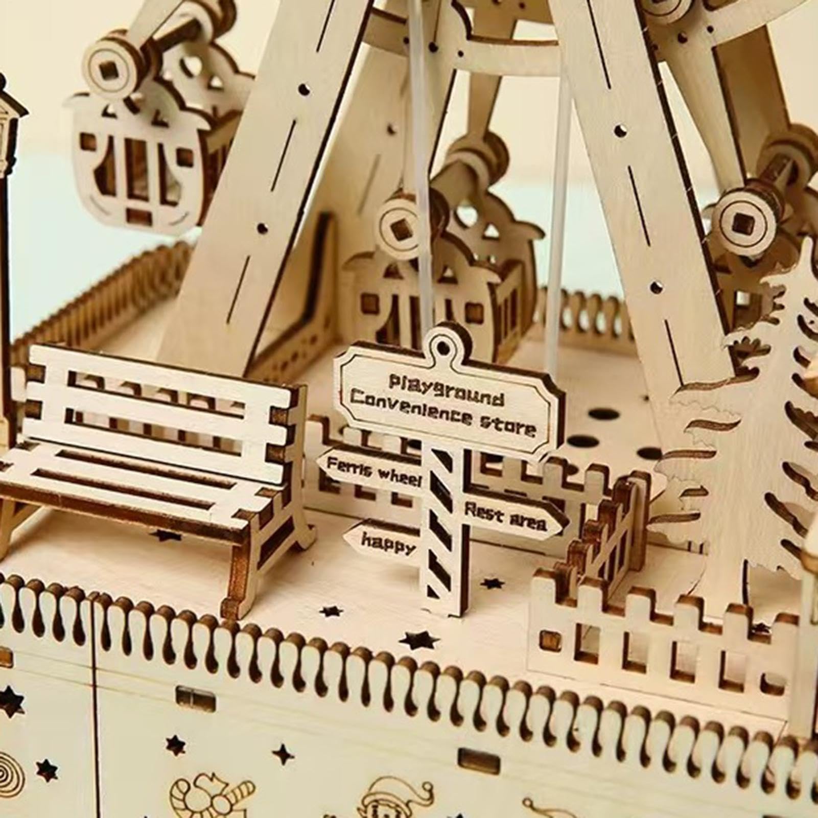 Puzzle 3D per Adulti Artigianato Della Ruota Panoramica | Kit Puzzle In Legno Da 183 Pezzi Con LED E Musica per Natale Ringraziamento Uomini Donne Adolescenti Bambini Hobby Casa