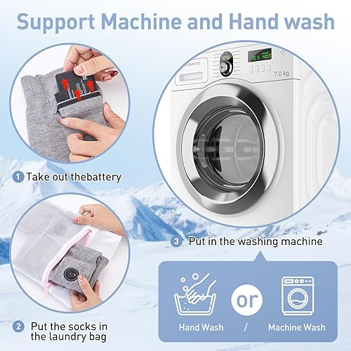 Miniatura 6 de Wototic Calcetines calefactables, 2023 actualizados, recargables, 10 horas, para hombres y mujeres, con batería de 6000 mAh, calcetines térmicos