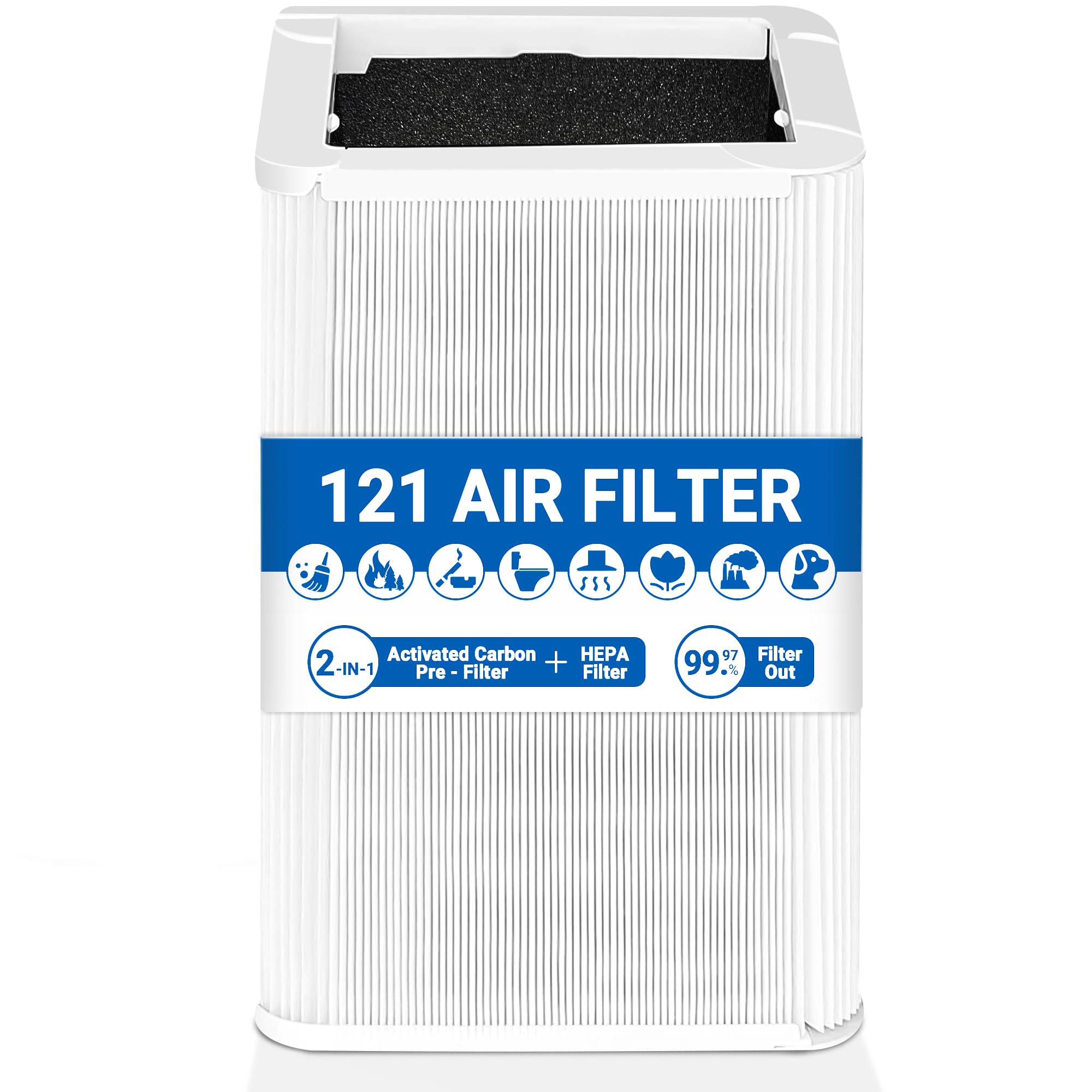 Blue Pure 121 Replacement Filter for Blueair Blue Pure 121 Air Purifier and Blueair 121 Filter, Foldable True HEPA H13 Filter