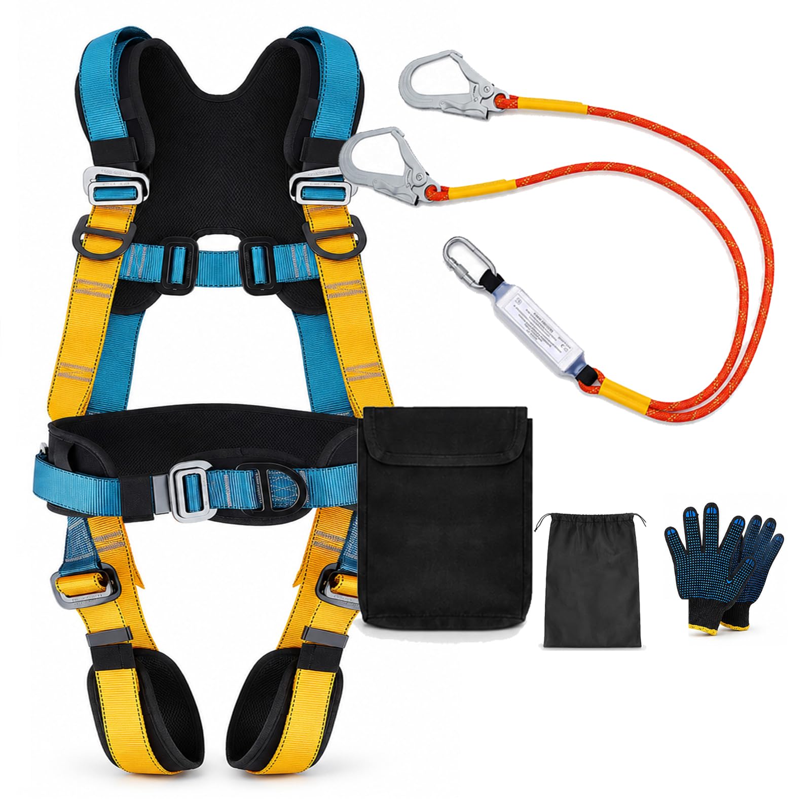 Harnais de Sécurité Certifié CE Portée140kg avec Sac à Outils Gants
