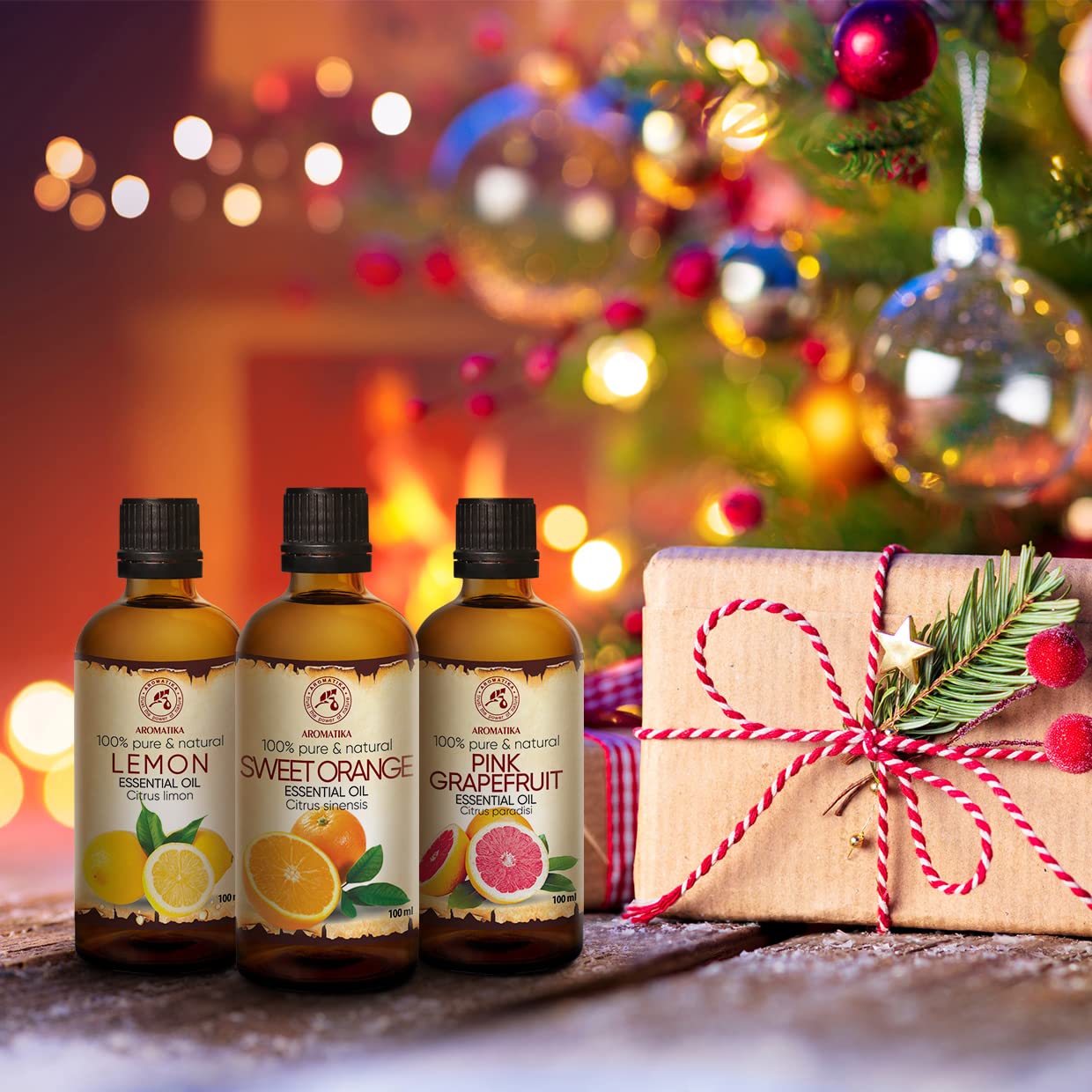 Ätherische Öle Set 3x100ml - Zitrone - Orange - Grapefruit - Aromatherapie Geschenkset - Reine Zitrusöle für Diffusers und Duftlampen - Orangenöl für Seifenherstellung - für Kerzen