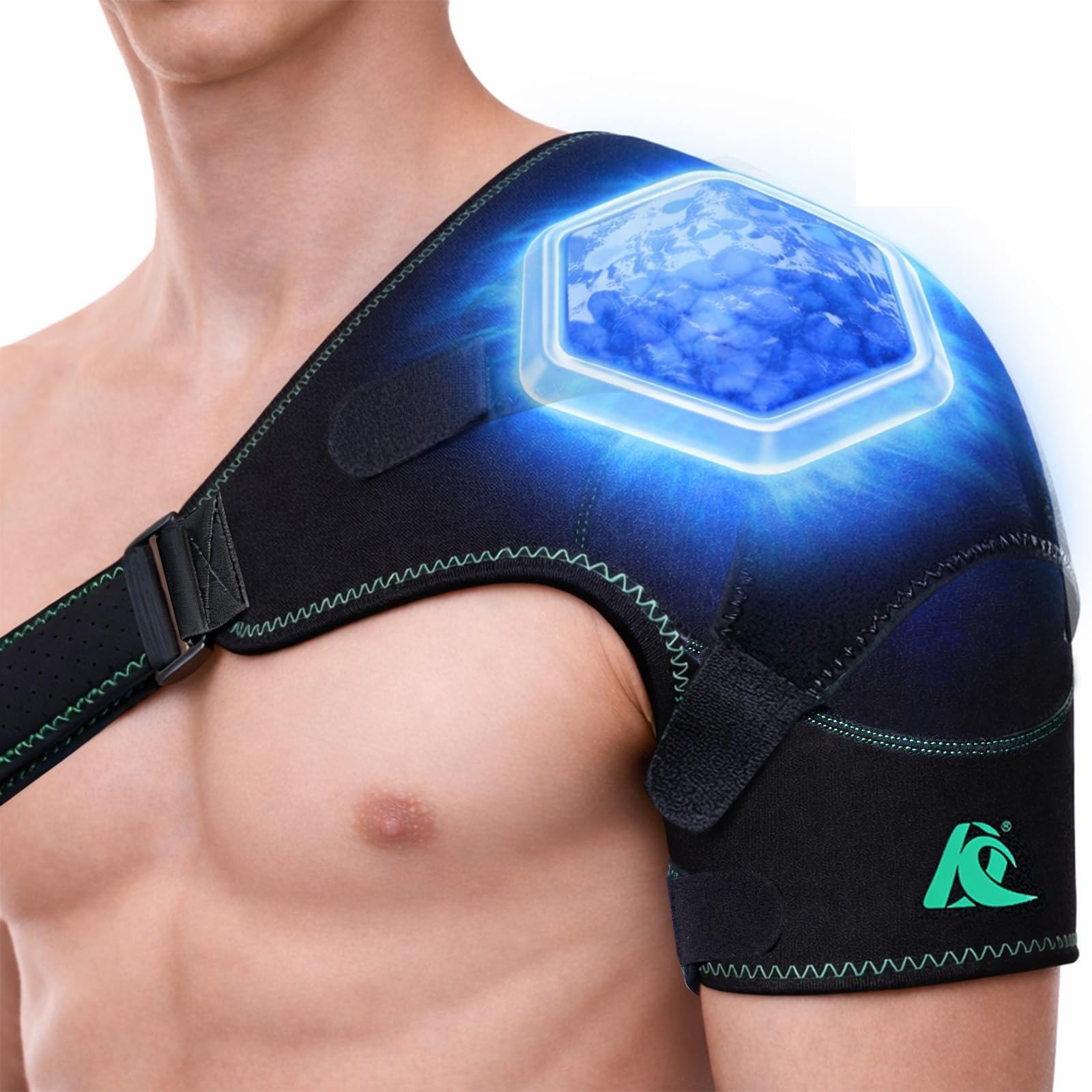 KD Shoulder Ice Pack Brace Cold Hot Gel Therapy Wrap for Shoulder Pain Rotator Cuff and Post-Surgery Recovery