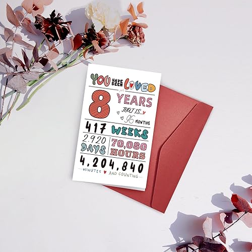 Miniatura 6 de Colorida tarjeta de cumpleaños número 8 para niños, tarjeta de cumpleaños traviesa para niños y niñas, divertida tarjeta de 8 cumpleaños para hijo e