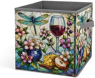 Stained Glass Storage Bins, Storage Baskets with Handles