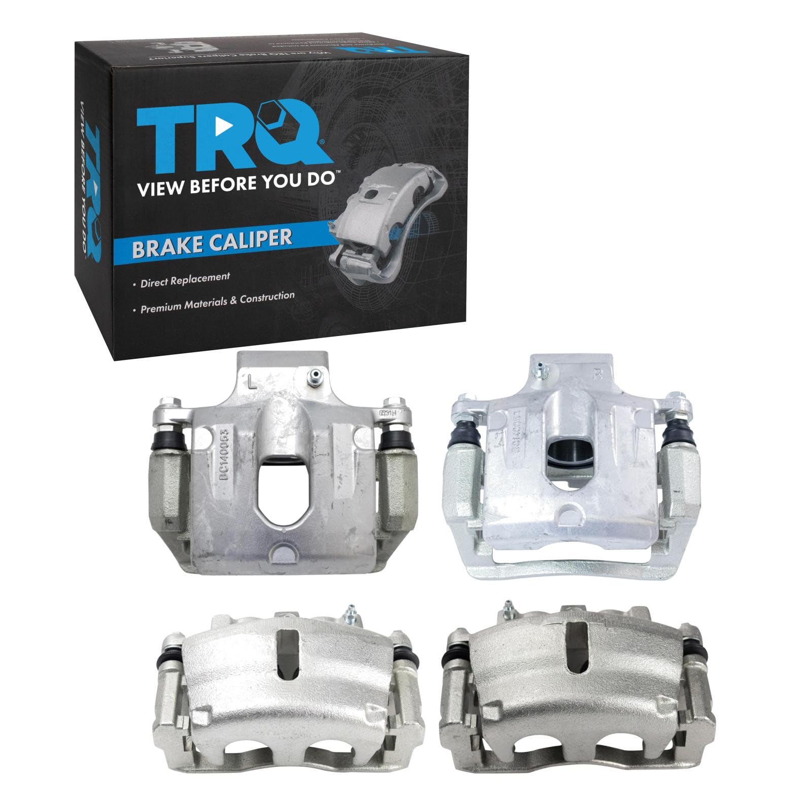TRQ Front and Rear Brake Caliper Set Zinc Coated Brackets Compatible with 2006-2007 Buick Rainier 2006-2009 Chevrolet Trailblazer Trailblazer EXT 2006-2009 GMC Envoy Envoy XL 2006-2009 Saab 9-7x