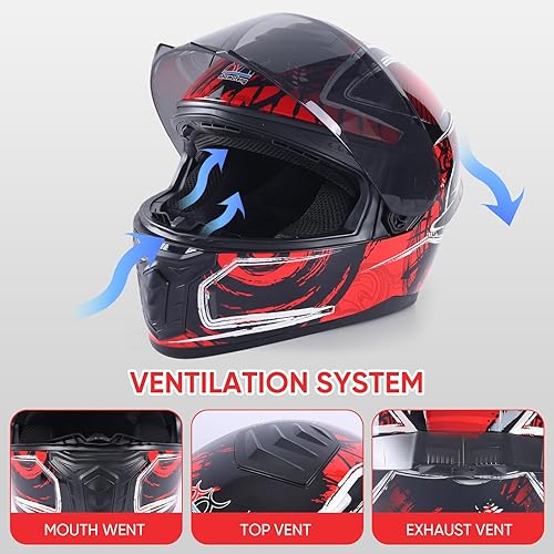 Miniatura 4 de Full Face Motorcycle Racing Street Bike Helmet with Cycling Glasses and Visor for Unisex-Adult