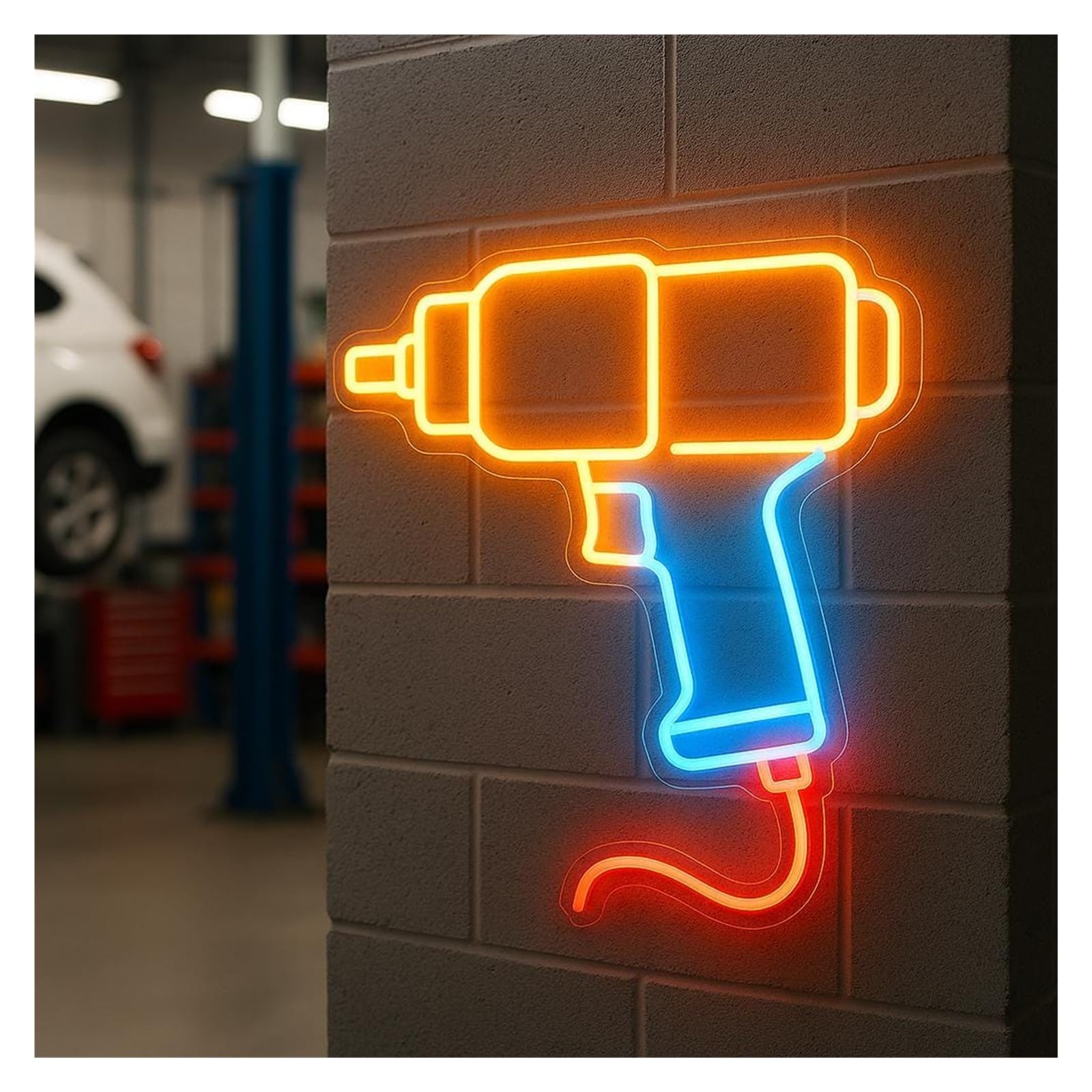 RONGCH Hanging Art Signs Pneumatic Wrench Neon Sign Decor for Auto Mechanics Repair Workshop 42cm(A)