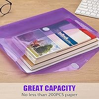 Vista 6 de Sooez Paquete de 6 sobres de plástico, carpetas de archivos de plástico para documentos, carpeta escolar transparente, carpetas de archivos