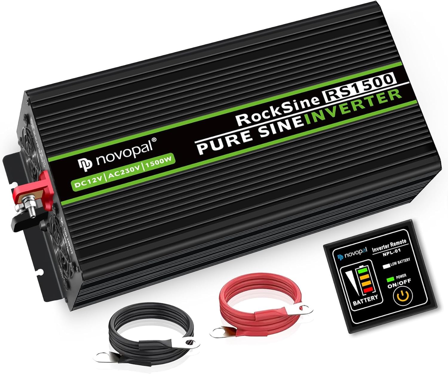 Novopal Inverter Onda Sinusoidale Pura 1500W DC 12V AC 220V 230V Convertitore di Tensione con Telecomando 5M