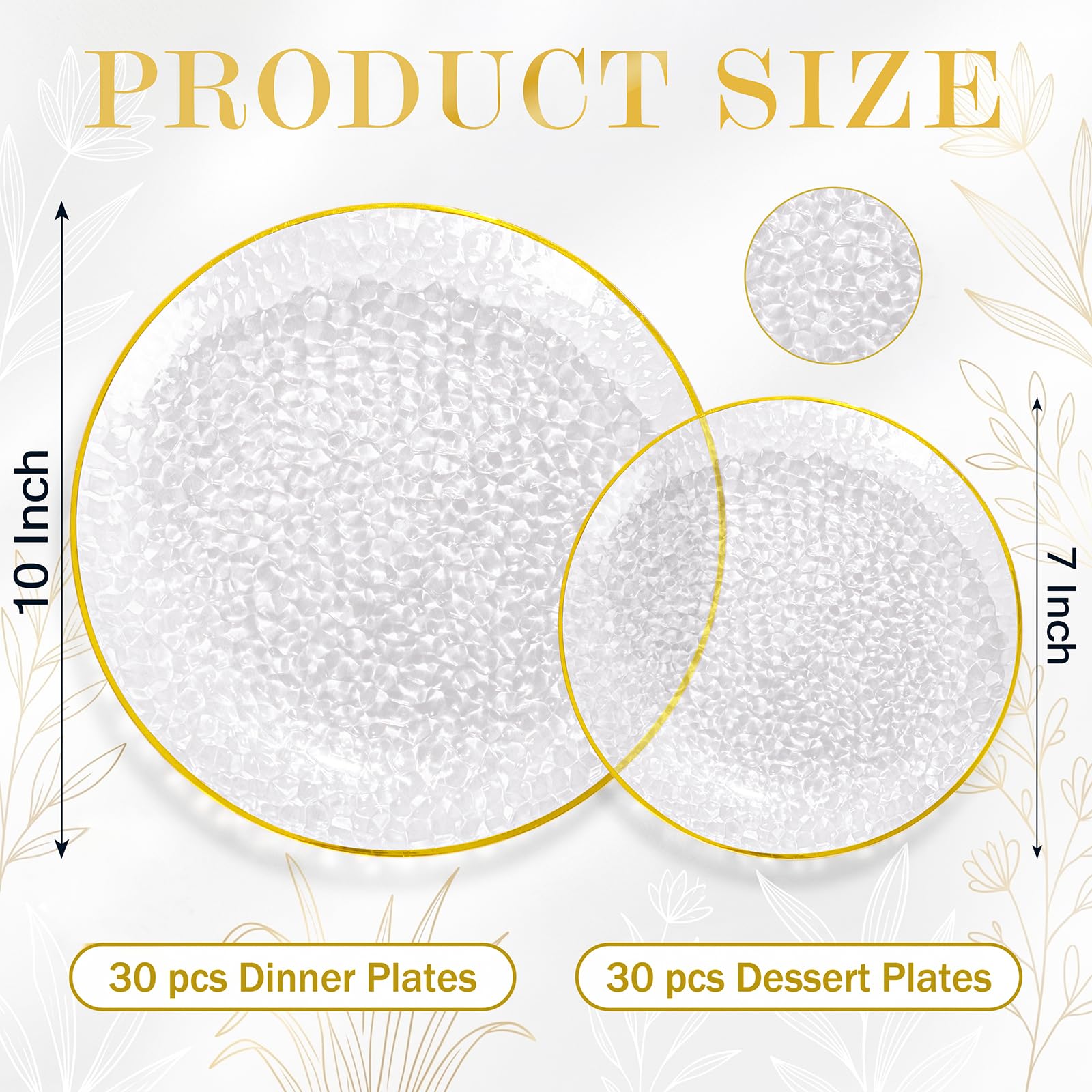 Gold Rim Disposable Plates - 60 Pack for Parties & Weddings -2